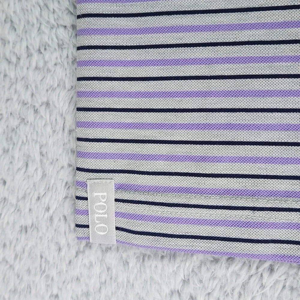 Ralph Lauren Polo Mens 2XL Purple Gray Striped Pro Fit Performance Wicking NEW